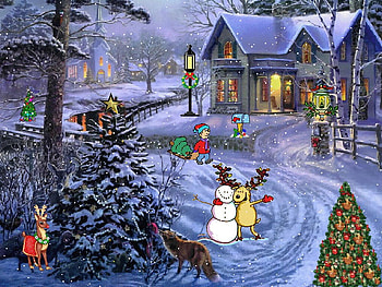 ♫ Happy Holidays ♫, scenery, holyday, painted, village HD wallpaper
