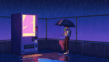 Skyline Soda And Silence, skyline, anime-boy, umbrella, artwork, art, digital-art, ai, artist, deviantart HD wallpaper