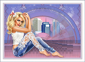 Sunny City, girl, sitting, painting, city HD wallpaper
