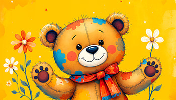 Charming Teddy Bear Ultra, teddy bear, bear, colorful, cartoon, flower HD wallpaper