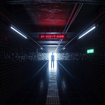 Art, Dark, Silhouette, Human, Person, Sign, Signboard, Tunnel, Underground HD phone wallpaper