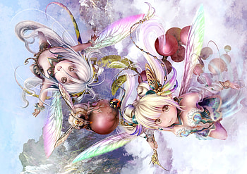 Bee Girls, animal, cute, scenery, bee, wing, scenic, cloud, female, hill, sexy, wings, scene, hot, girl, mountain, anime girl, anime, fantasy, sky, girls, insert HD wallpaper