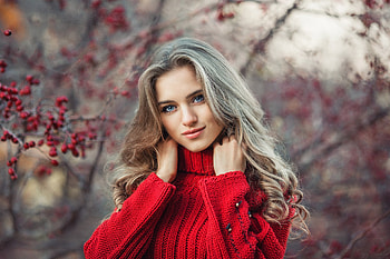 Red Dress Girl Outdoors, girls, model HD wallpaper