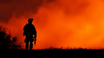 Sunset Sentinel - Soldier Silhouette, Military, Fire HD wallpaper