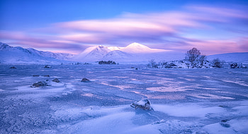 Winter, Nature, Sky, Mountains, Pink, Snow, Loch Lomond, Scotland, Rannoh-Mur, Rannkh-Moore HD wallpaper