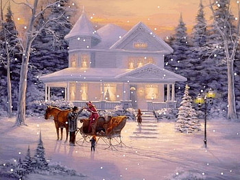 Winter white house, winter, visit, carriage, snow HD wallpaper