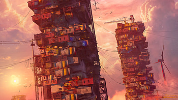 Fragile Buildings , artist, artwork, digital-art, artstation HD wallpaper