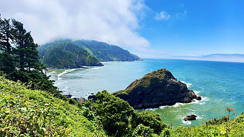 Heceta Head, Oregon, sea, coast, clouds, sky, rocks, usa HD wallpaper