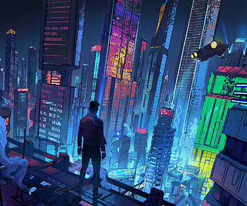 Neon Dreams: Lofi Cyberpunk Sci-Fi Cityscape, lofi, Sci Fi, cyberpunk HD wallpaper