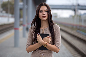 Violetta Milovanova Standing With Book, violetta-milovanova, girls, model, book HD wallpaper