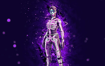 Sparkle Skull, , violet neon lights, Fortnite Battle Royale, Fortnite characters, Sparkle Skull Skin, Fortnite, Sparkle Skull Fortnite HD wallpaper