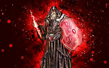 Zeus, , red neon lights, Smite, creative, Smite characters, Zeus Skin, Zeus Smite HD wallpaper