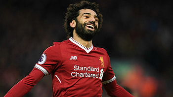 Mohamed Salah, Red jersey celebration, Vibrant , Energetic background HD wallpaper