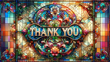 Colorful Stained Glass Thank You, thank you, stained glass, floral design, colorful, Decorative Art HD wallpaper