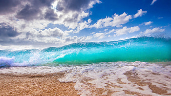 Blue, sea waves, foams HD wallpaper