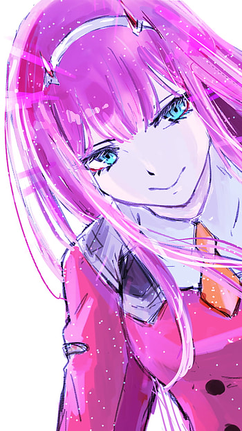 Zero Two, Zero Two (Darling in the FranXX), long hair, pink hair, aqua eyes, horns, smile, uniform, Anime, Darling in the FranXX HD phone wallpaper