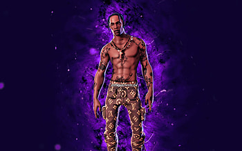 Gucci Travis Scott, , violet neon lights, Fortnite Battle Royale, Fortnite characters, Gucci Travis Scott Skin, Fortnite, Gucci Travis Scott Fortnite HD wallpaper