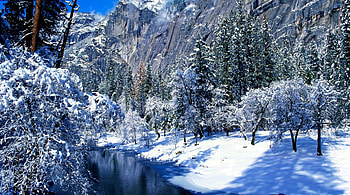 WINTER VALLEY, winter, river, valley, snow, ice HD wallpaper