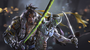 Genji Hanzo Overwatch Artwork, genji-overwatch, hanzo-overwatch, overwatch, games, xbox-games, ps-games, pc-games, 2016-games, artwork, artist, digital-art HD wallpaper