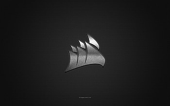 Corsair logo, silver shiny logo, Corsair metal emblem, gray carbon fiber texture, Corsair, brands, creative art, Corsair emblem HD wallpaper