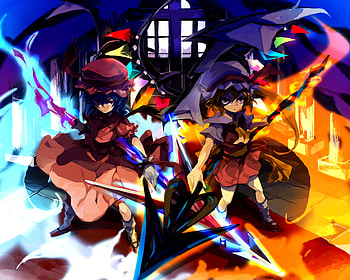 Remilia_Flandre, wings, touhou, remilia, flandre HD wallpaper