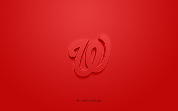 Washington Nationals emblem, creative 3D logo, red background, American baseball club, MLB, Washington, USA, Washington Nationals, baseball, Washington Nationals insignia HD wallpaper
