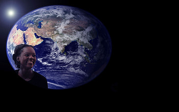 Rama Yade and the Blue Planet, blue, black, politique skz, paris, popular, minister, france, sarkozy, earth, planet, rama yade, politic, bling bling HD wallpaper