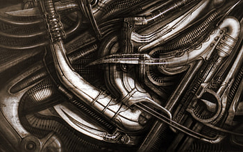 H.R. Giger, Dark sci-fi , Otherworldly beauty, Unsettling atmosphere HD wallpaper