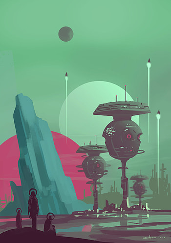 Fantasy, Art, Planet, Station, Aliens HD phone wallpaper