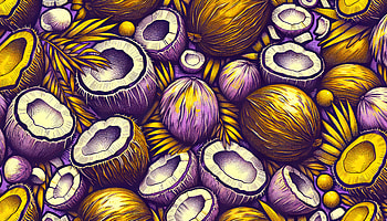 Tropical Coconut Pattern, coconut, tropical, fruit, illustration HD wallpaper