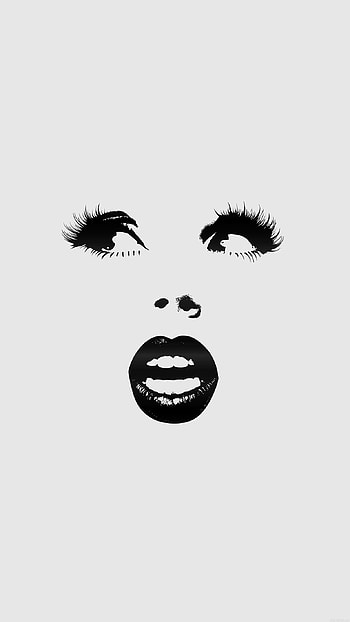 Girlish Girly Face Lips Eyes Minimalistic Stylish Girl Black and White 6 plus HD phone wallpaper