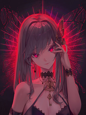 Fairly anime girl, fantasy, red-eyes, original HD phone wallpaper