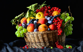Fruit Basket, basket, fruit, food, graphy HD wallpaper