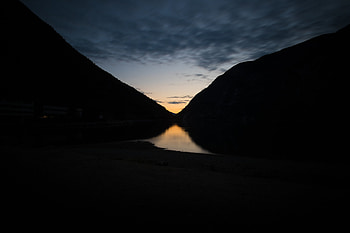 Nature, Sunset, Lake, Hills, Slope HD wallpaper