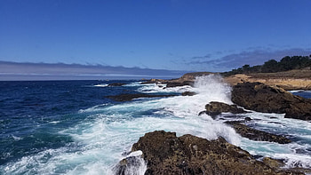 Point Lobos, Monetary, California, sea, waves, sky, rocks, usa HD wallpaper