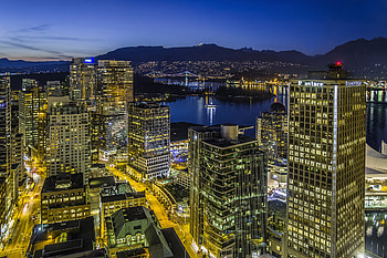 Night city lights in Vancouver, Canada, Captivating urban landscapes, Stunning cityscape, Japanese influence HD wallpaper