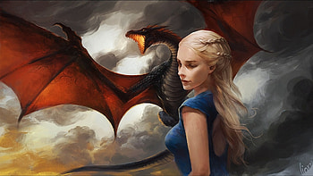Khaleesi Game of Thrones With Dragon Artwork, game-of-thrones, dragon, artwork, artist, digital-art HD wallpaper