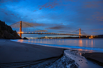 Bridges, , Golden Gate, Beach, Bridge, Night, San Francisco, Sky HD wallpaper