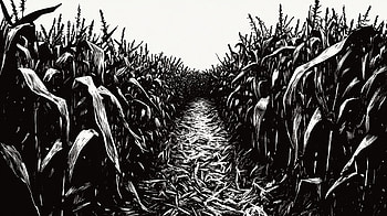 Black & White Corn Maze, corn maze, Black & White, cornfield, Agriculture, path HD wallpaper