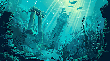 Atlantis Reef Ruins, reef, underwater, atlantis, ruin HD wallpaper
