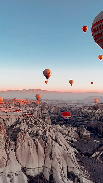 Cappadocia, Balloon flying, Aerial perspective, Majestic beauty HD phone wallpaper