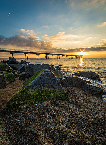 Nature, Stones, Beams, Rays, Bridge HD phone wallpaper