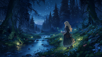 Elf forest, Elf, Forest, Magic, AI Art HD wallpaper