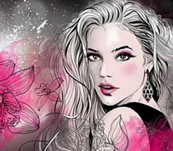 Fantasy Beauty, art, cool, flowers, illustrations, people HD wallpaper