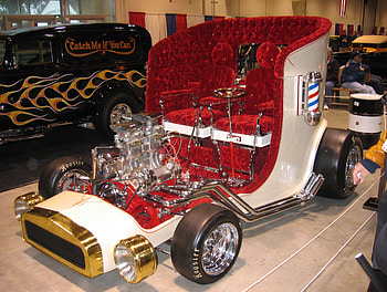 Barber Shop Car, Custom, Classic, Big Motor, Hot Rod HD wallpaper