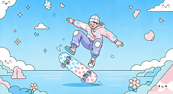 Skateboarding Trick: Soar with Style in, Skateboarding trick, skateboarding, cartoon, Pastel Color, sky HD wallpaper