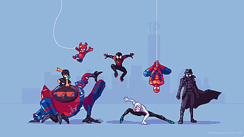 Spider Verse 8 Bit, spiderman, , superheroes, artwork, artist, digital-art HD wallpaper