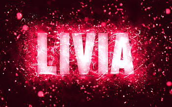 Happy Birtay Livia, , pink neon lights, Livia name, creative, Livia Happy Birtay, Livia Birtay, popular american female names, with Livia name, Livia HD wallpaper