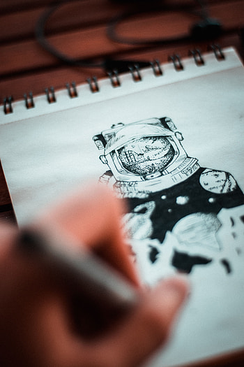 Art, , Drawing, Paper, Ink, Cosmonaut HD phone wallpaper