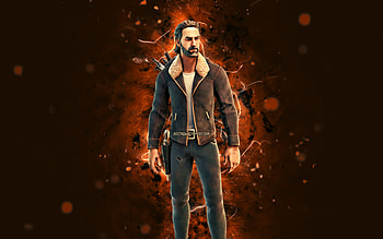 Winter Rick Grimes, , brown neon lights, Fortnite Battle Royale, Fortnite characters, Winter Rick Grimes Skin, Fortnite, Winter Rick Grimes Fortnite HD wallpaper